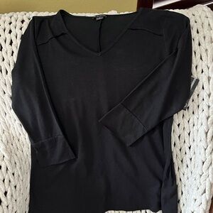 new directions Black V-Neck Long Sleeve Top with Cuffed Sleeves
